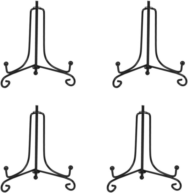 (4 Pack) Iron Display Stand, Black Iron Easel Plate Display Photo Holder Stand, Displays Picture Frames, Decorative Plates, Tablets and Art 4 Inch