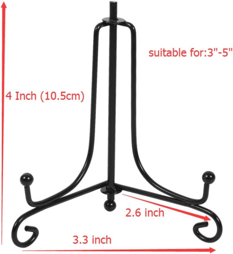 (4 Pack) Iron Display Stand, Black Iron Easel Plate Display Photo Holder Stand, Displays Picture Frames, Decorative Plates, Tablets and Art 4 Inch