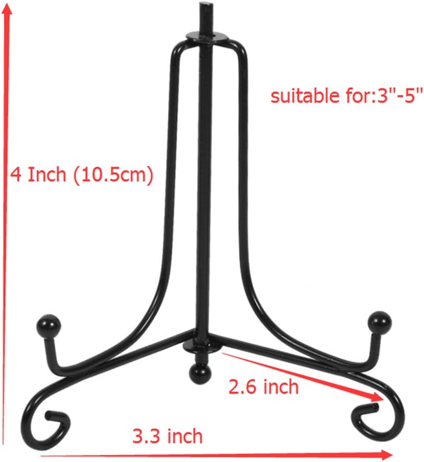 (4 Pack) Iron Display Stand, Black Iron Easel Plate Display Photo Holder Stand, Displays Picture Frames, Decorative Plates, Tablets and Art 4 Inch - Image 2