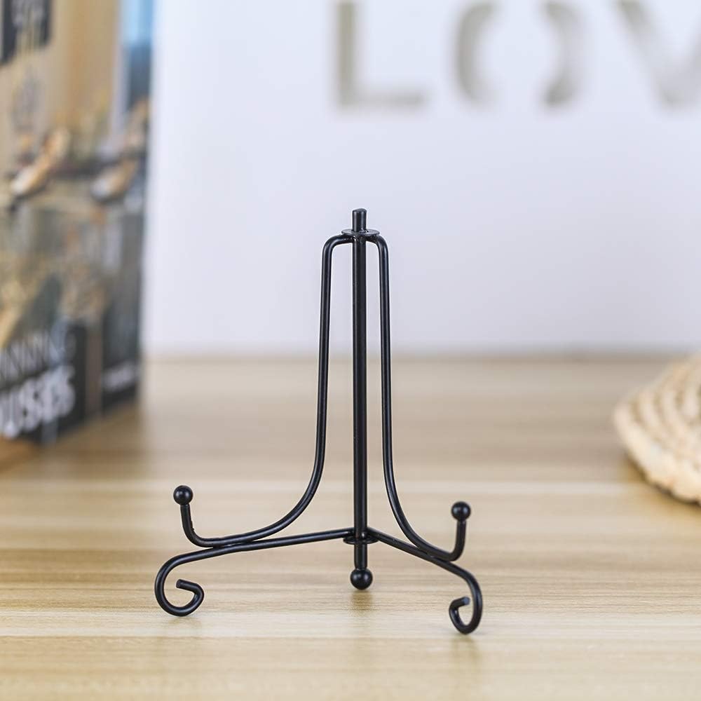 (4 Pack) Iron Display Stand, Black Iron Easel Plate Display Photo Holder Stand, Displays Picture Frames, Decorative Plates, Tablets and Art 4 Inch - Image 3
