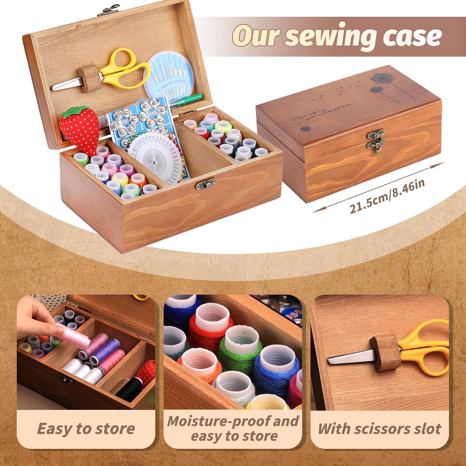 Basic Sewing Kit 196 Pcs Sewing Accessories and Supplies Sewing Repair Kits Hand Sewing Kit with Sewing Thread Needle Pin Cushion Button for Travel, Camping, Home DIY - Image 3