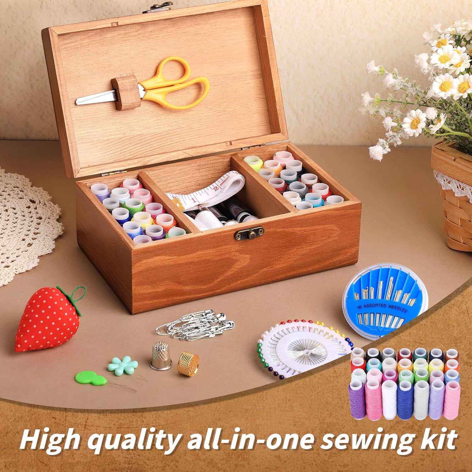 Basic Sewing Kit 196 Pcs Sewing Accessories and Supplies Sewing Repair Kits Hand Sewing Kit with Sewing Thread Needle Pin Cushion Button for Travel, Camping, Home DIY - Image 5