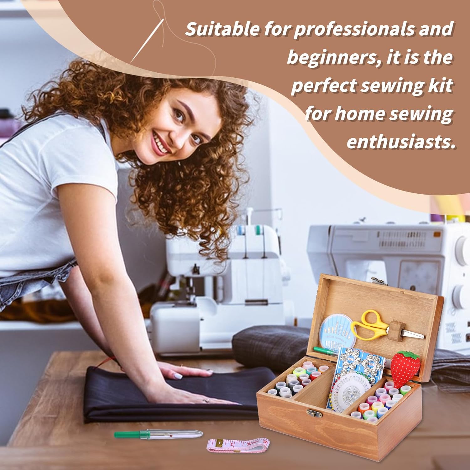 Basic Sewing Kit 196 Pcs Sewing Accessories and Supplies Sewing Repair Kits Hand Sewing Kit with Sewing Thread Needle Pin Cushion Button for Travel, Camping, Home DIY - Image 6
