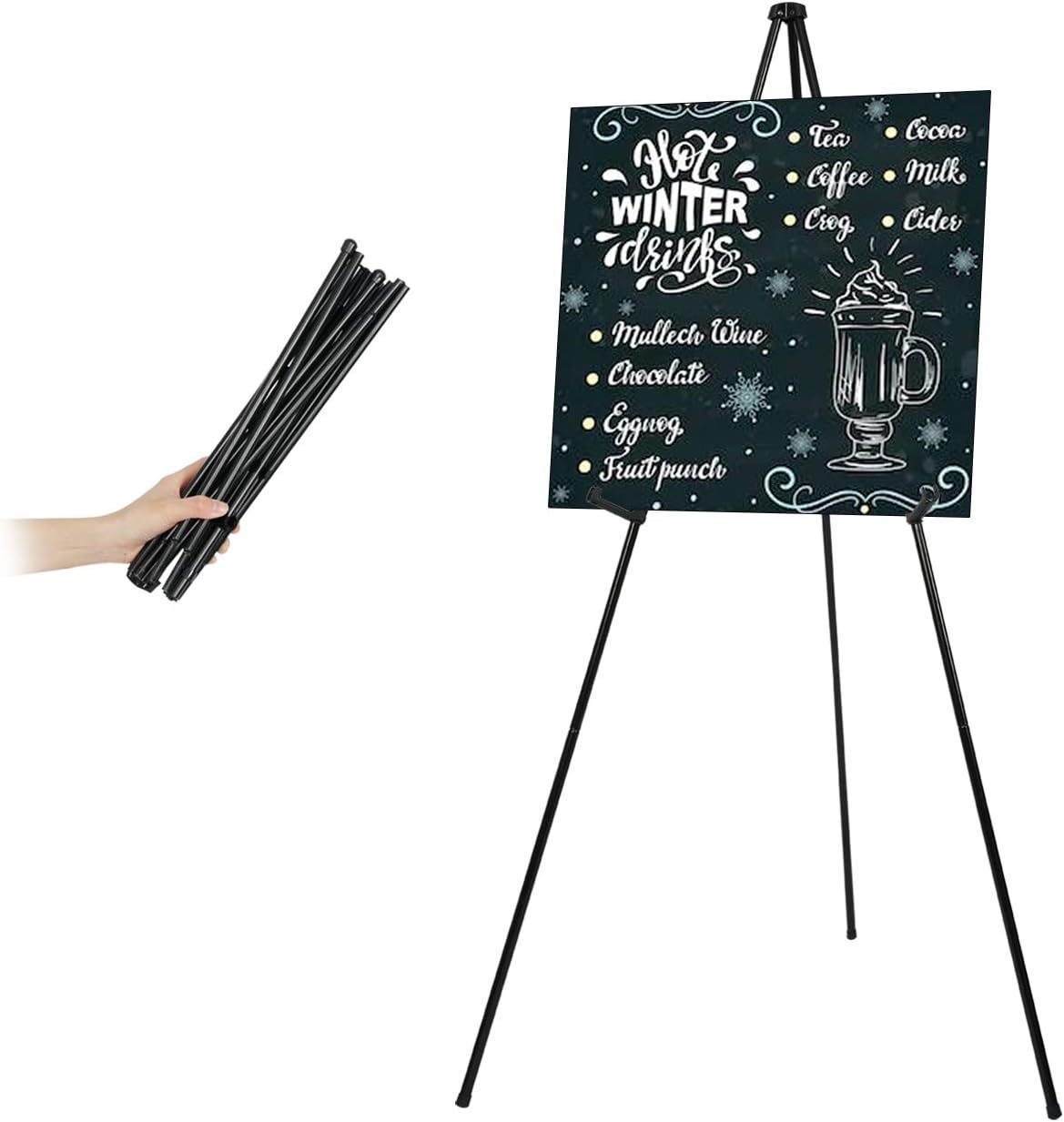 Easel Stand for Display Floor Easels for Signs Black Tripod for Poster Welcome Board Stands, Base 63" Max
