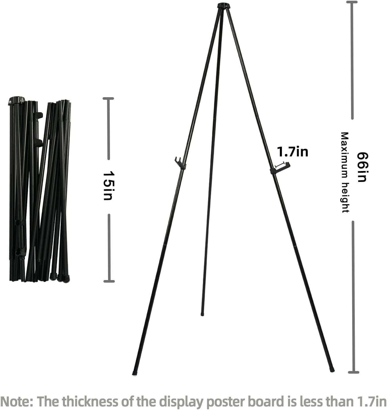 Easel Stand for Display Floor Easels for Signs Black Tripod for Poster Welcome Board Stands, Base 63" Max - Image 3