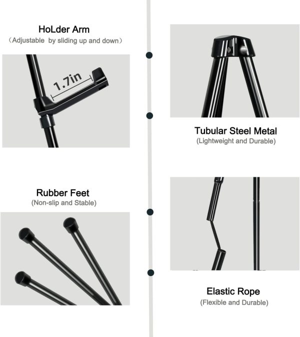 Easel Stand for Display Floor Easels for Signs Black Tripod for Poster Welcome Board Stands, Base 63" Max - Image 5