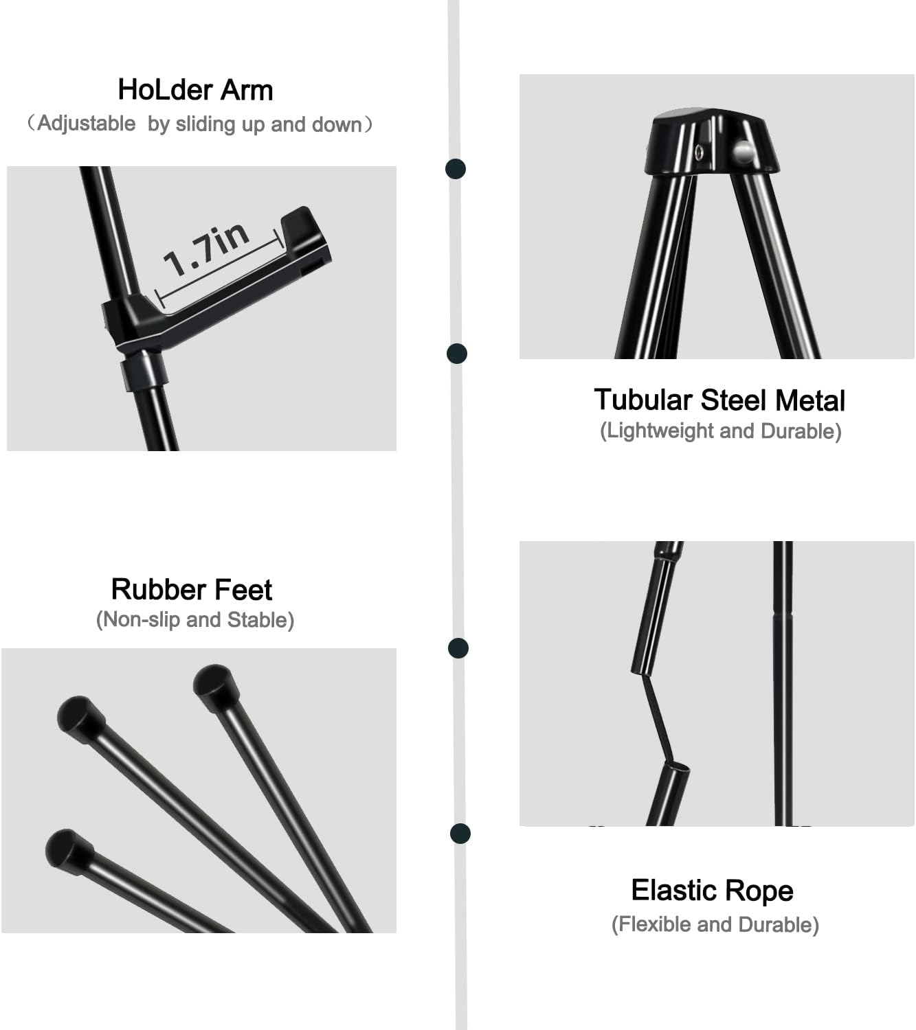 Easel Stand for Display Floor Easels for Signs Black Tripod for Poster Welcome Board Stands, Base 63" Max - Image 5
