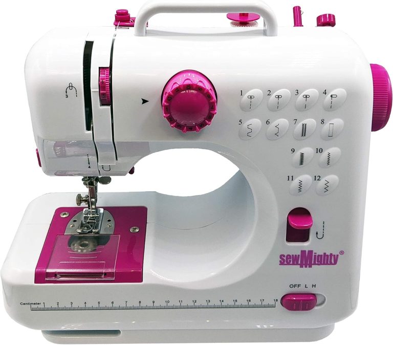 Mini Sewing Machine – Portable, Battery & AC Powered, 12 Programmed Stitch Patterns, Dual Speed – Sews Forward & Reverse, AC Power or Battery Operated – Includes Foot Pedal