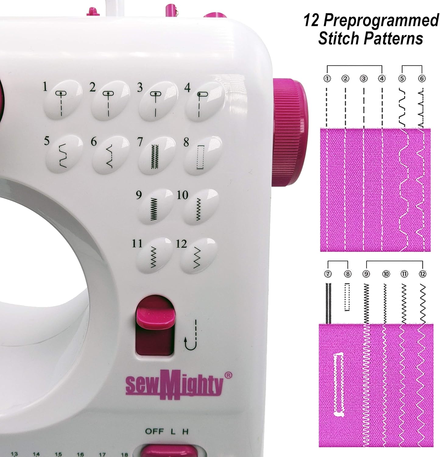 Mini Sewing Machine – Portable, Battery & AC Powered, 12 Programmed Stitch Patterns, Dual Speed – Sews Forward & Reverse, AC Power or Battery Operated – Includes Foot Pedal - Image 3