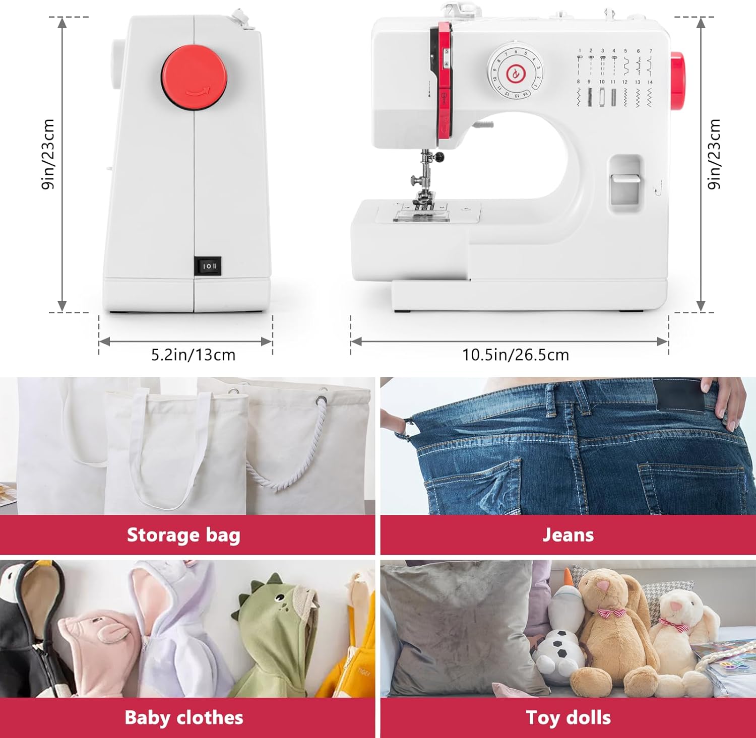 Sewing Machine, Mini Sewing Machines with Extension Table, 14 Stitch Dual Speed Portable Sewing Machine for Beginners, Sewing Kit with Foot Pedal & Sewing Shelf Kit(Upgrade Version) - Image 6